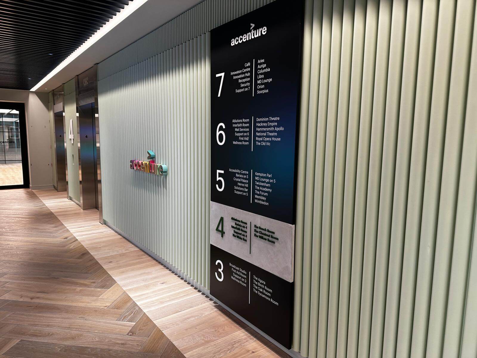 3D lettering on office wall with illuminated finish