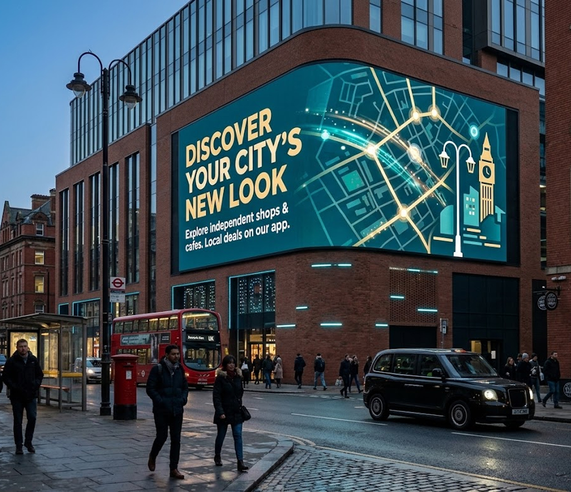 Digital signage system used for managing consistent branding across multiple display screens.