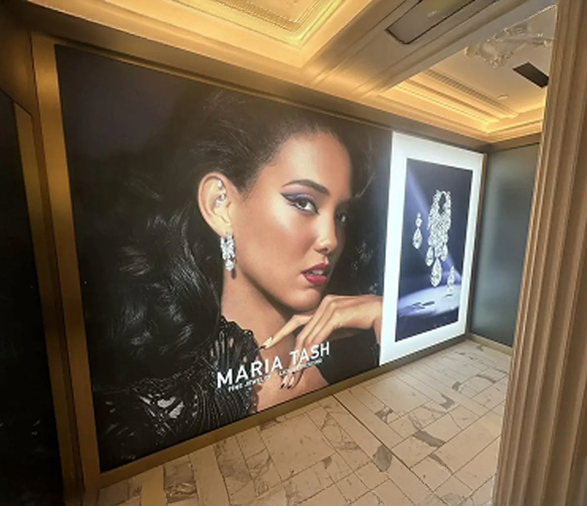 Interactive digital display providing branded content and engaging customer experiences.