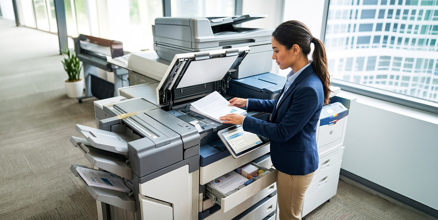 Office file boxes processed for scanning and digital document management.