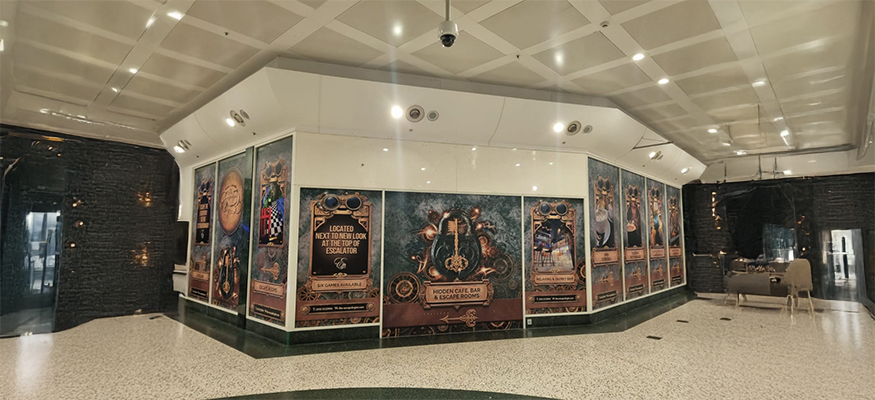 Wall graphics printing service showing large format graphics applied on interior walls