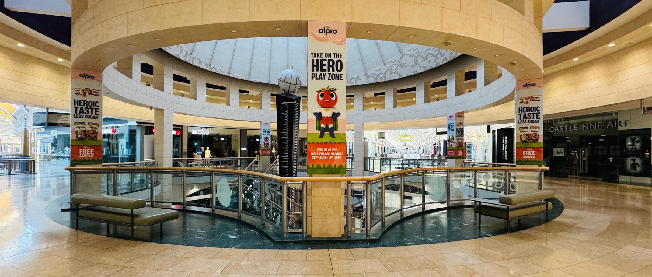 Alpro promotional display installed by ARC UK at Bluewater Shopping Centre