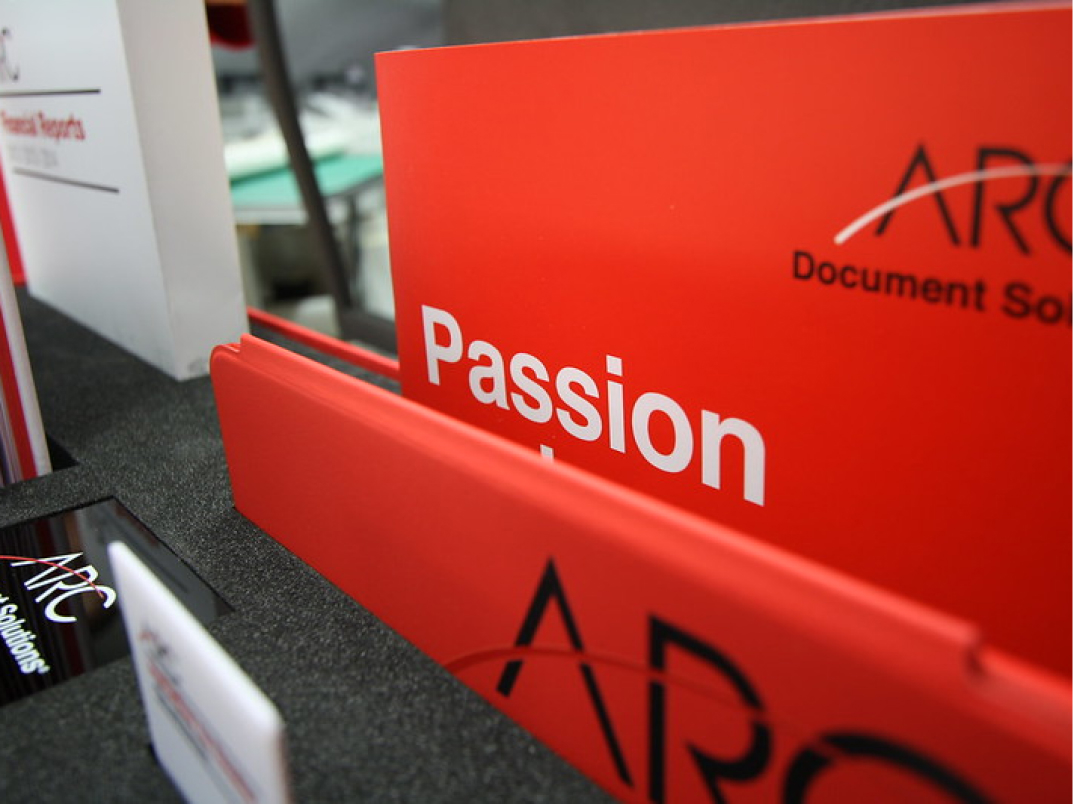 Branded collateral: printing and packaging service plus wall-graphics.