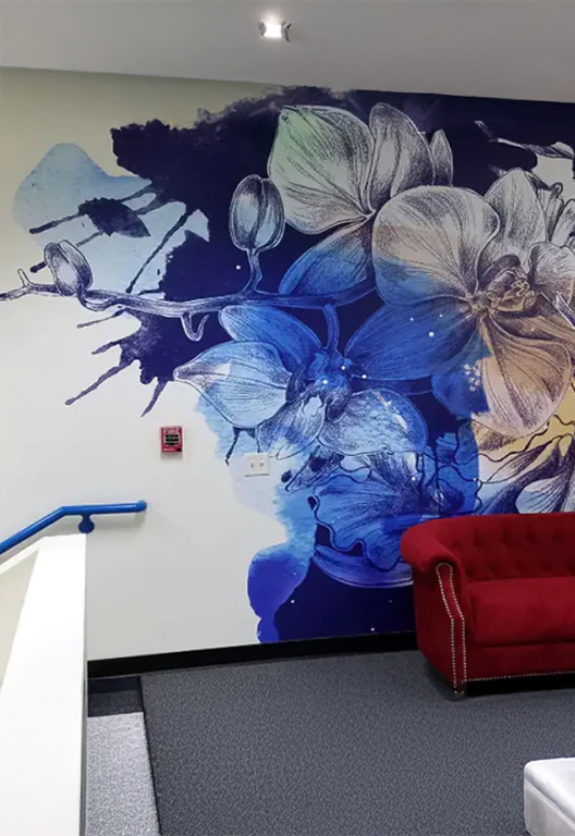 Hotel wall graphics for hospitality branding and interior decoration
