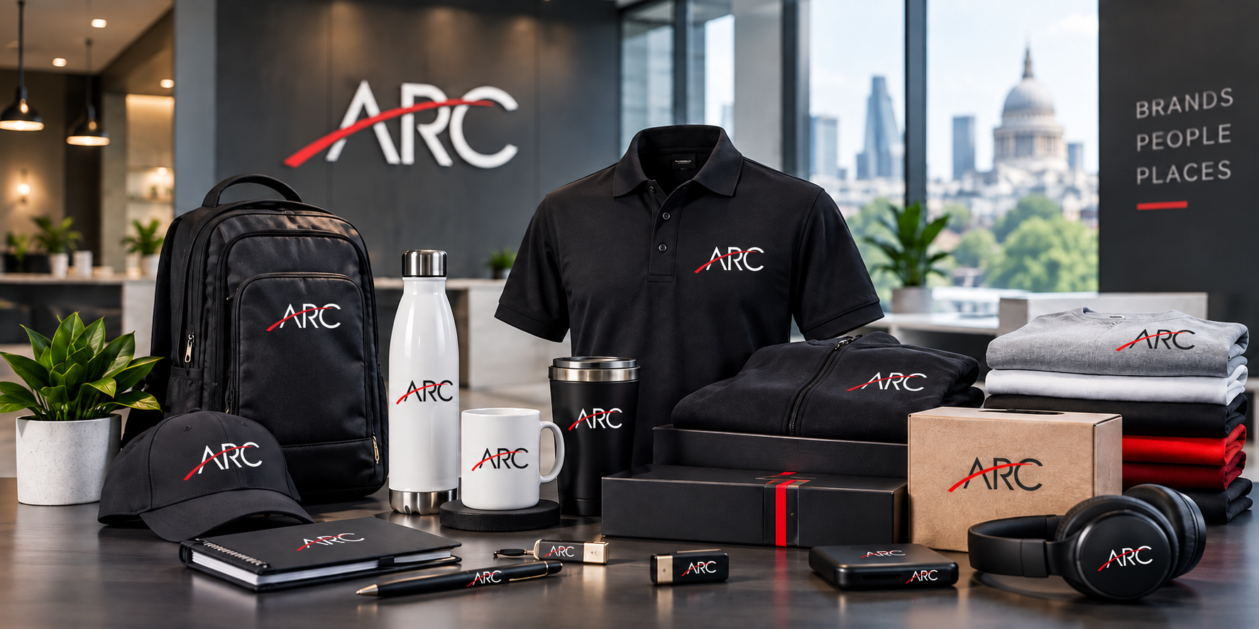 Branded promotional merchandise including custom corporate gifts, apparel, bags, stationery and promotional products for business branding
